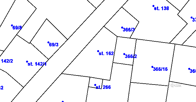 Parcela st. 162 v KÚ Chomutice, Katastrální mapa