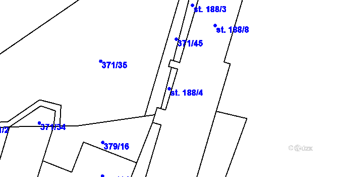 Parcela st. 188/4 v KÚ Chomutice, Katastrální mapa