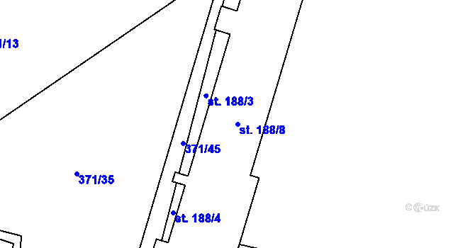 Parcela st. 188/8 v KÚ Chomutice, Katastrální mapa
