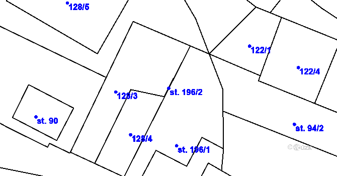 Parcela st. 196/2 v KÚ Chomutice, Katastrální mapa