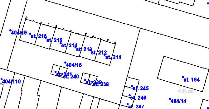 Parcela st. 211 v KÚ Chomutice, Katastrální mapa
