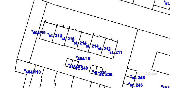 Parcela st. 213 v KÚ Chomutice, Katastrální mapa