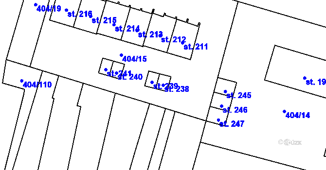 Parcela st. 238 v KÚ Chomutice, Katastrální mapa