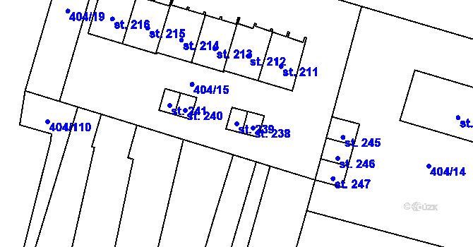 Parcela st. 239 v KÚ Chomutice, Katastrální mapa