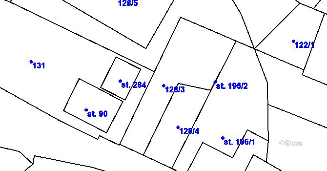 Parcela st. 128/3 v KÚ Chomutice, Katastrální mapa