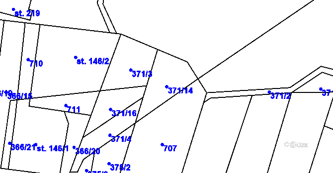 Parcela st. 371/14 v KÚ Chomutice, Katastrální mapa