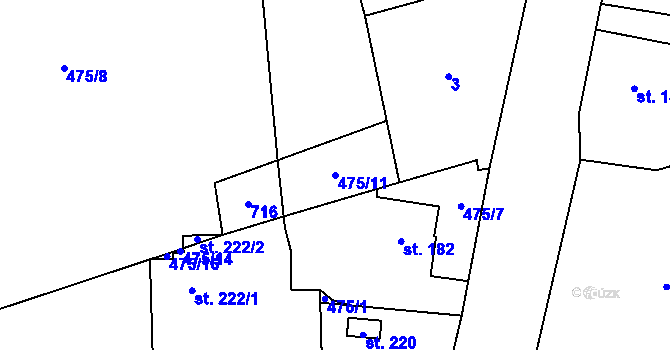 Parcela st. 475/11 v KÚ Chomutice, Katastrální mapa