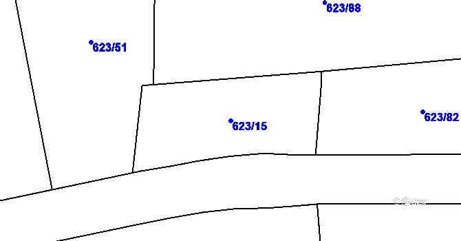 Parcela st. 623/15 v KÚ Chomutice, Katastrální mapa