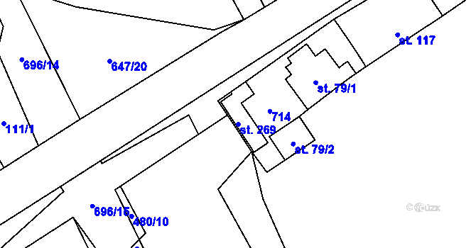 Parcela st. 269 v KÚ Chomutice, Katastrální mapa