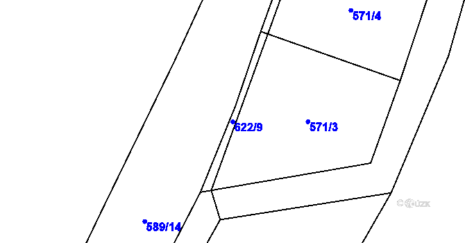 Parcela st. 622/9 v KÚ Chomutice, Katastrální mapa