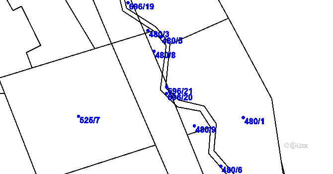 Parcela st. 696/21 v KÚ Chomutice, Katastrální mapa