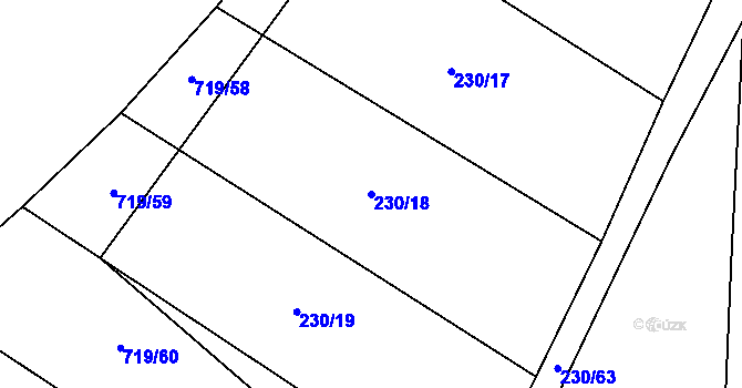Parcela st. 230/18 v KÚ Chomutice, Katastrální mapa