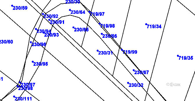 Parcela st. 230/31 v KÚ Chomutice, Katastrální mapa