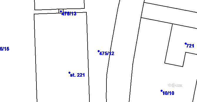 Parcela st. 475/12 v KÚ Chomutice, Katastrální mapa