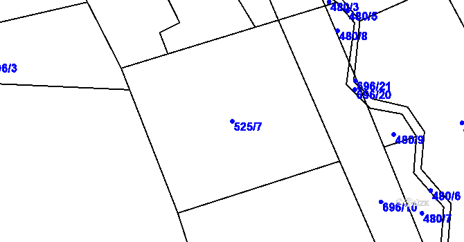 Parcela st. 525/7 v KÚ Chomutice, Katastrální mapa