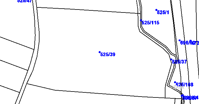 Parcela st. 525/39 v KÚ Chomutice, Katastrální mapa
