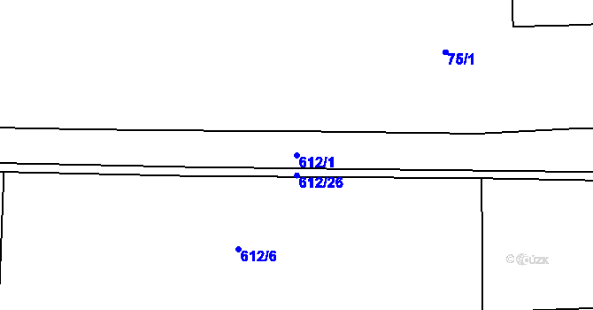 Parcela st. 612/1 v KÚ Chomutice, Katastrální mapa