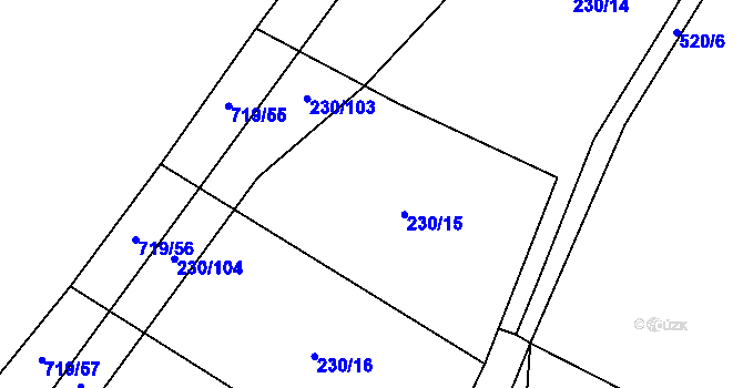 Parcela st. 230/15 v KÚ Chomutice, Katastrální mapa