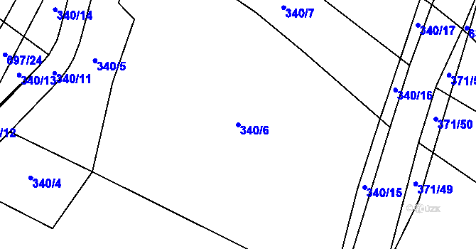 Parcela st. 340/6 v KÚ Chomutice, Katastrální mapa
