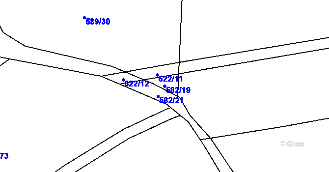 Parcela st. 582/19 v KÚ Chomutice, Katastrální mapa
