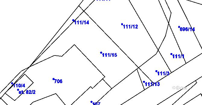 Parcela st. 111/15 v KÚ Chomutice, Katastrální mapa