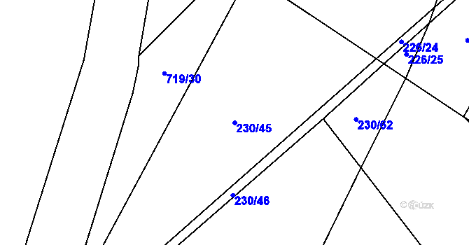 Parcela st. 230/45 v KÚ Chomutice, Katastrální mapa