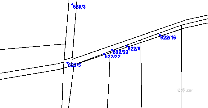 Parcela st. 622/22 v KÚ Chomutice, Katastrální mapa