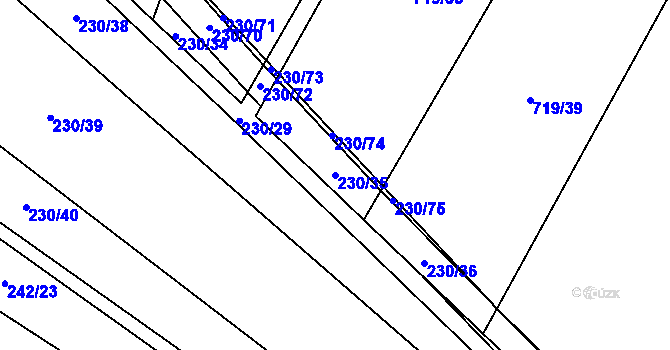 Parcela st. 230/35 v KÚ Chomutice, Katastrální mapa