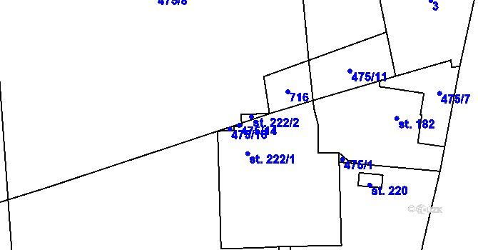 Parcela st. 475/14 v KÚ Chomutice, Katastrální mapa