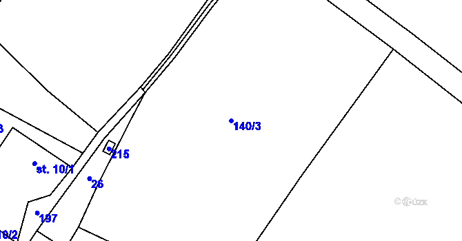 Parcela st. 140/3 v KÚ Chomutice, Katastrální mapa
