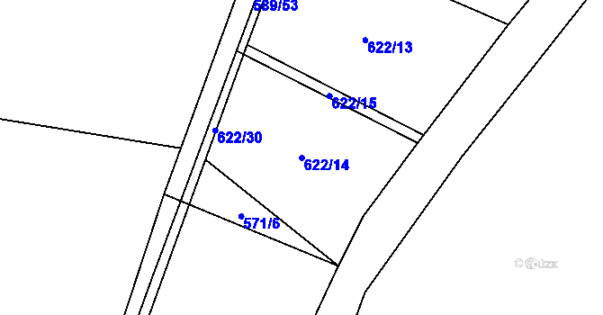 Parcela st. 622/14 v KÚ Chomutice, Katastrální mapa