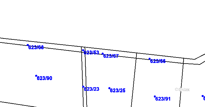 Parcela st. 623/67 v KÚ Chomutice, Katastrální mapa