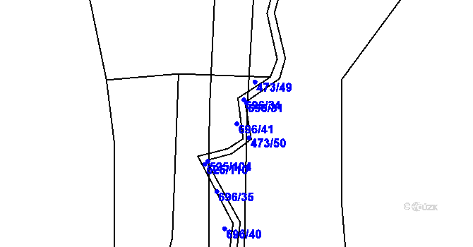 Parcela st. 696/41 v KÚ Chomutice, Katastrální mapa