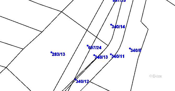 Parcela st. 697/24 v KÚ Chomutice, Katastrální mapa