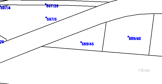 Parcela st. 589/45 v KÚ Chomutice, Katastrální mapa