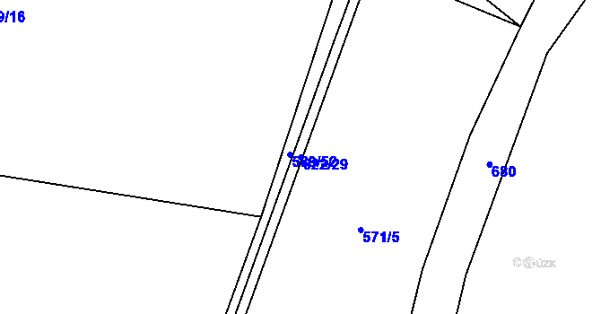 Parcela st. 622/29 v KÚ Chomutice, Katastrální mapa