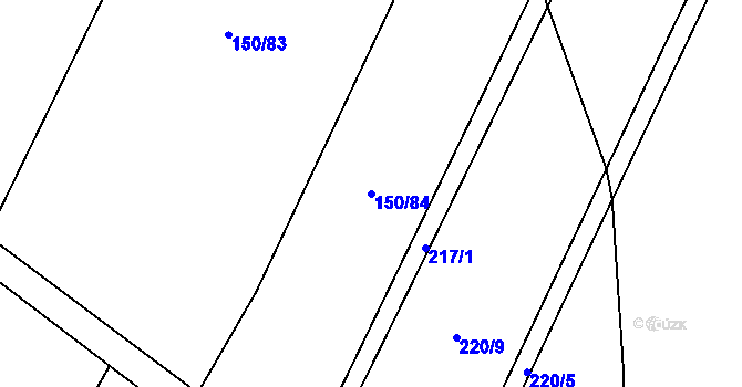 Parcela st. 150/84 v KÚ Chomutice, Katastrální mapa