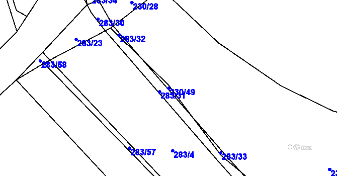 Parcela st. 230/49 v KÚ Chomutice, Katastrální mapa