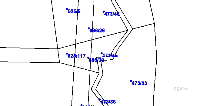 Parcela st. 473/45 v KÚ Chomutice, Katastrální mapa