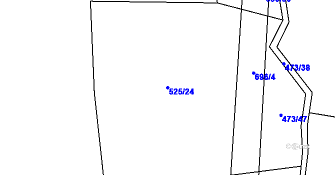 Parcela st. 525/24 v KÚ Chomutice, Katastrální mapa