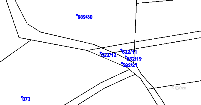 Parcela st. 622/12 v KÚ Chomutice, Katastrální mapa