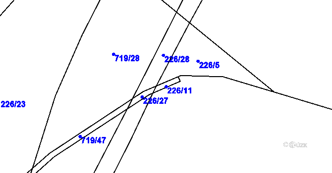 Parcela st. 226/11 v KÚ Chomutice, Katastrální mapa