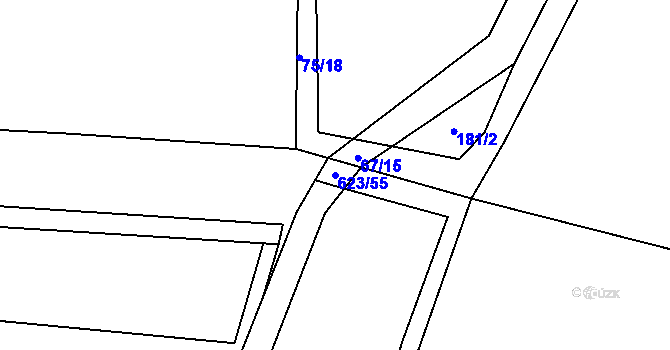 Parcela st. 623/55 v KÚ Chomutice, Katastrální mapa