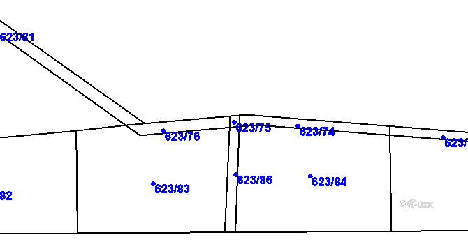 Parcela st. 623/75 v KÚ Chomutice, Katastrální mapa