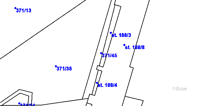 Parcela st. 371/45 v KÚ Chomutice, Katastrální mapa