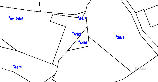 Parcela st. 41/4 v KÚ Chomutice, Katastrální mapa