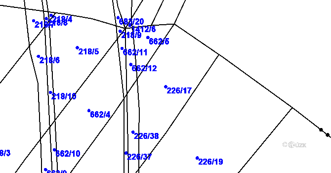 Parcela st. 226/17 v KÚ Chomutice, Katastrální mapa