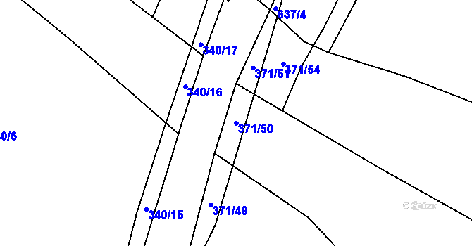 Parcela st. 371/50 v KÚ Chomutice, Katastrální mapa