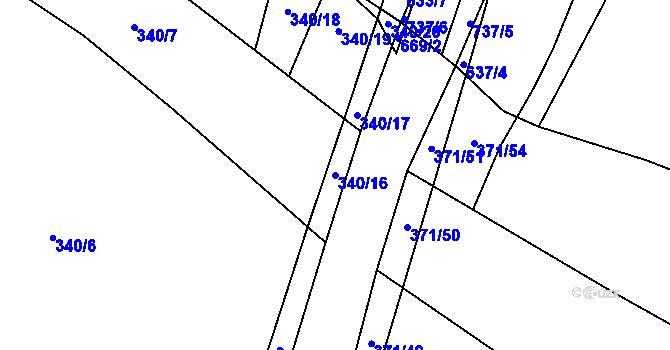 Parcela st. 340/16 v KÚ Chomutice, Katastrální mapa