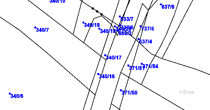 Parcela st. 340/17 v KÚ Chomutice, Katastrální mapa